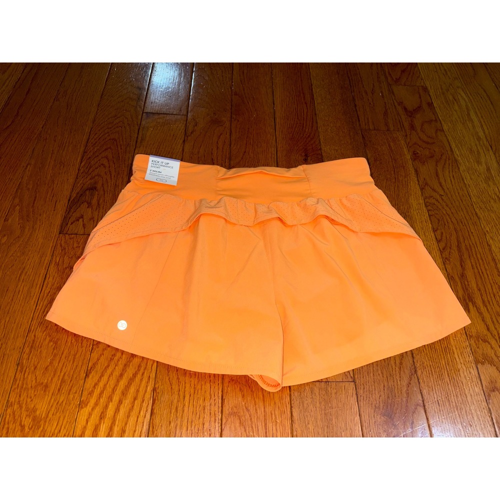 Calia Kick It Up Performance Shorts Orange Perforated 3" Inseam NWT Size Medium